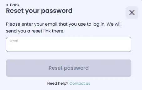 Reset je wachtwoord en log in op je Booms Bet Casino-account